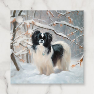 Japanese Chin Let It Snow Christmas Favour Tags