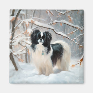 Japanese Chin Let It Snow Christmas Magnet
