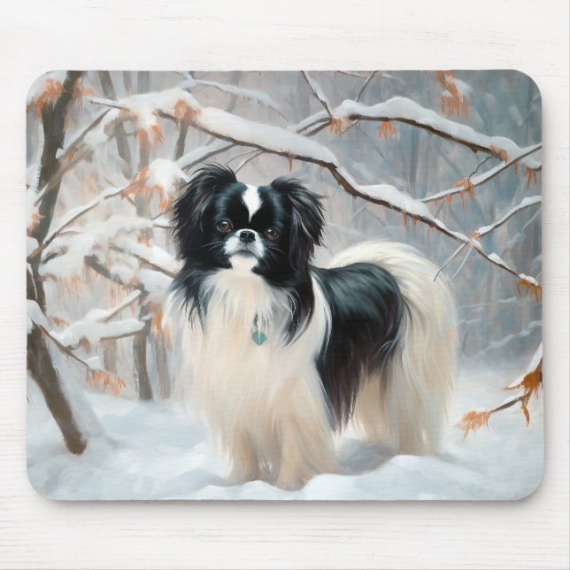 Japanese Chin Let It Snow Christmas Mouse Mat (Front)