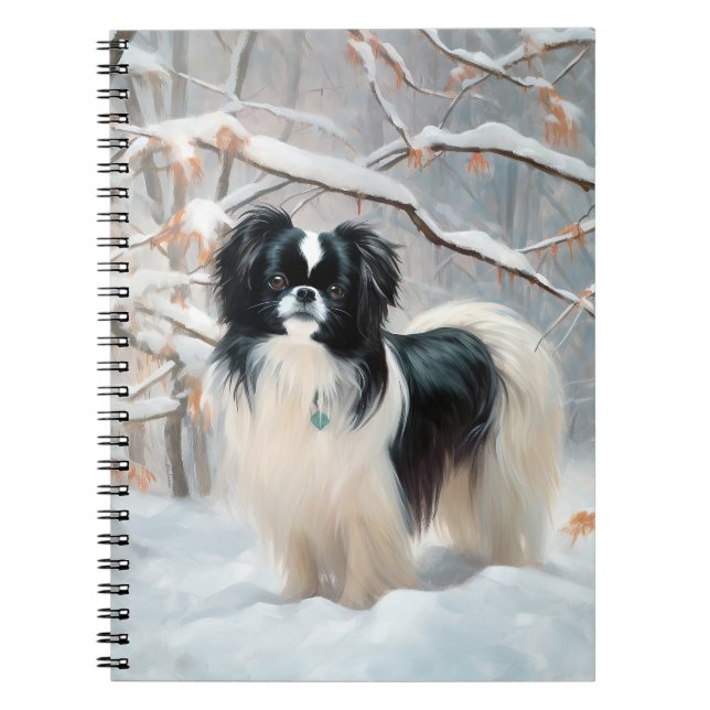 Japanese Chin Let It Snow Christmas Notebook (Front)
