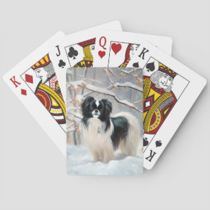 Japanese Chin Let It Snow Christmas Playing Cards