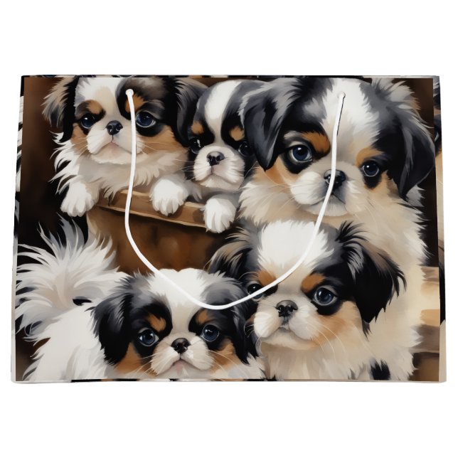 Japanese Chin Love Large Gift Bag (Front)