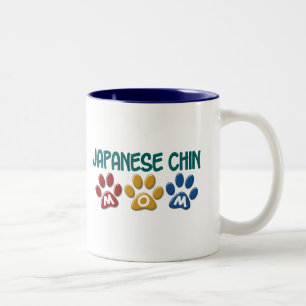 JAPANESE CHIN Mum Paw Print 1 Two-Tone Coffee Mug