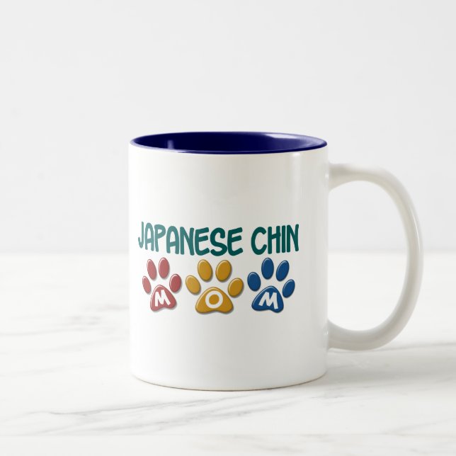 JAPANESE CHIN Mum Paw Print 1 Two-Tone Coffee Mug (Right)
