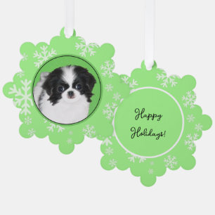 Japanese Chin Puppy Painting - Dog Art Tree Decoration Card