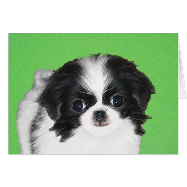 Japanese Chin Puppy Painting - Original Dog Art (Front Horizontal)