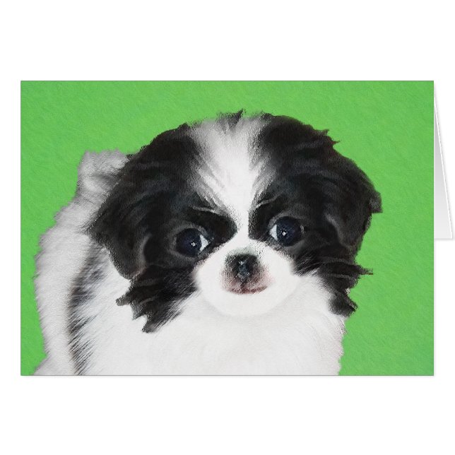 Japanese Chin Puppy Painting - Original Dog Art (Front Horizontal)