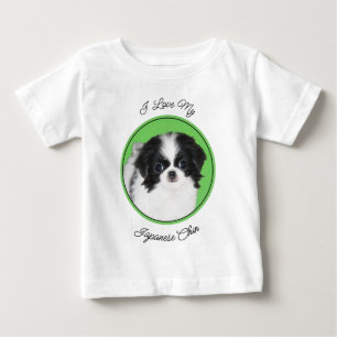 Japanese Chin Puppy Painting - Original Dog Art Baby T-Shirt