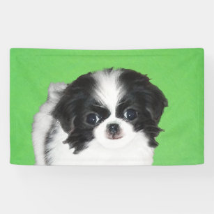 Japanese Chin Puppy Painting - Original Dog Art Banner