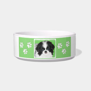 Japanese Chin Puppy Painting - Original Dog Art Bowl