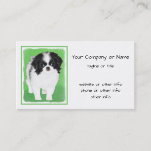Japanese Chin Puppy Painting - Original Dog Art Business Card
