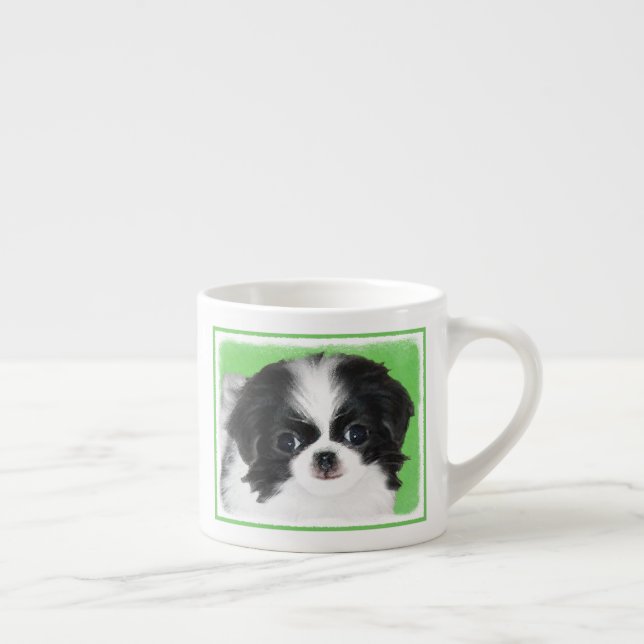 Japanese Chin Puppy Painting - Original Dog Art Espresso Cup (Right)