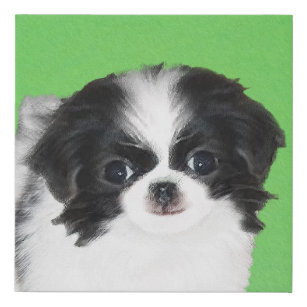 Japanese Chin Puppy Painting - Original Dog Art Faux Canvas Print