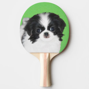 Japanese Chin Puppy Painting - Original Dog Art Ping Pong Paddle