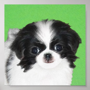 Japanese Chin Puppy Painting - Original Dog Art Poster