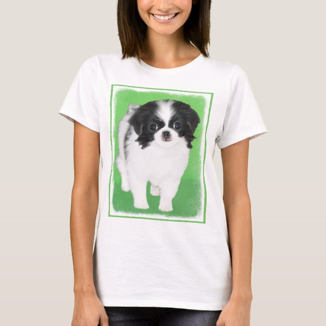 Japanese Chin Puppy Painting - Original Dog Art T-Shirt (Front)