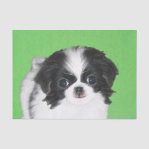Japanese Chin Puppy Painting - Original Dog Art Tissue Paper