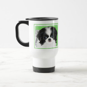 Japanese Chin Puppy Painting - Original Dog Art Travel Mug