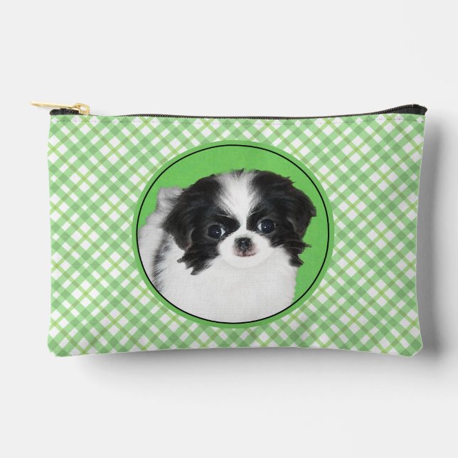Japanese Chin Puppy Painting Original Pet Dog Art Accessory Pouch (Front)