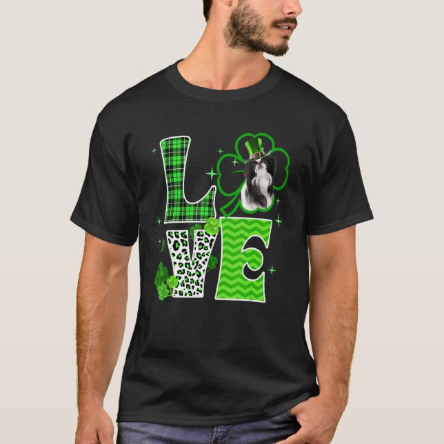 Japanese Chin Shamrock Lucky C Irish St Patricks D T-Shirt (Front)