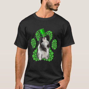 Japanese Chin Shamrock Paw Clovers St Patrick S Da T-Shirt