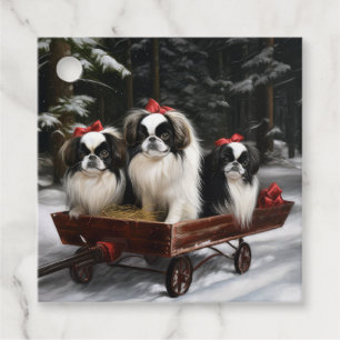 Japanese Chin Snowy Sleigh Christmas Decor Favour Tags