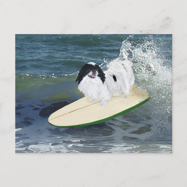 Japanese Chin Surfing Postcard (Front)