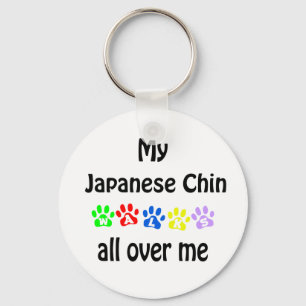 Japanese Chin Walks Design Key Ring