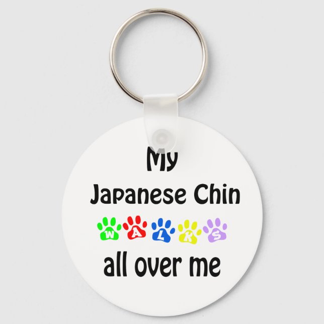 Japanese Chin Walks Design Key Ring (Front)