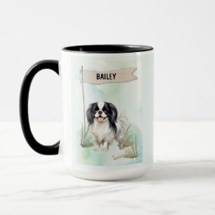 Japanese Chin Watercolor Personalized Dog Mug