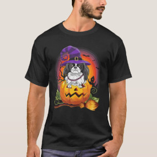 Japanese Chin Witch Pumpkin Halloween Dog Lover T-Shirt