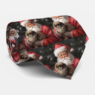 Japanese Chin With Santa Claus Festive Christmas Tie