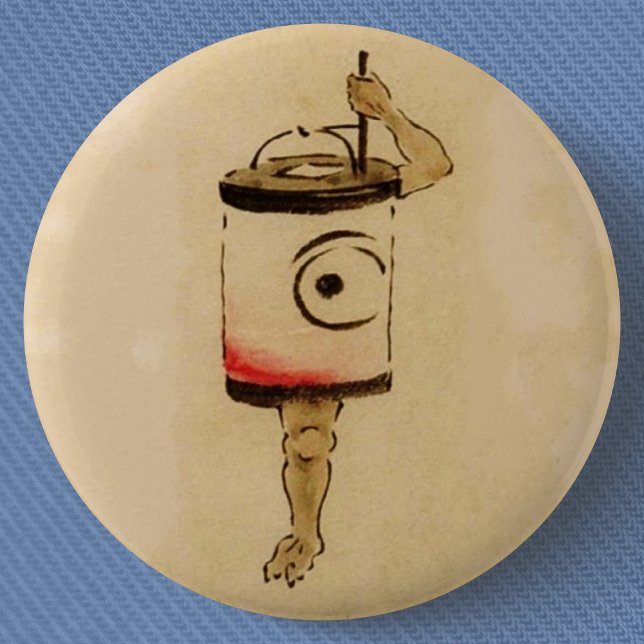 Japanese Chochin-obake (Paper Lantern Ghost) 6 Cm Round Badge (Vintage Chochin-obake (Paper Lantern Ghost) Yokai Can Badge- Detail View)