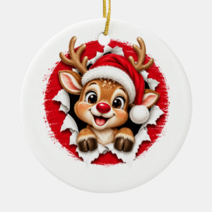 Japanese Christmas Reindeer Ceramic Tree Decoration