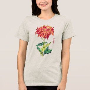 Japanese Chrysanthemum Botanical Art Tri-Blend Shirt