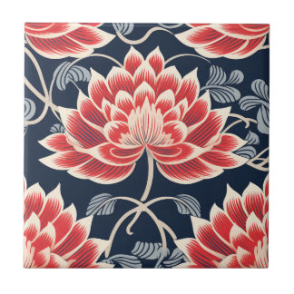 Japanese Chrysanthemum Kimono Pattern Tile