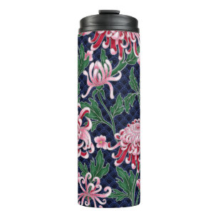 Japanese Chrysanthemum Peonies Vintage Pattern Thermal Tumbler