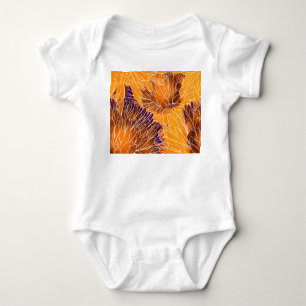 Japanese Chrysanthemum: Watercolor Seamless Patter Baby Bodysuit
