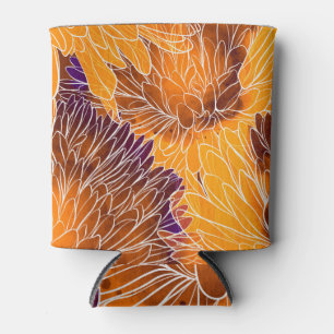 Japanese Chrysanthemum: Watercolor Seamless Patter Can Cooler