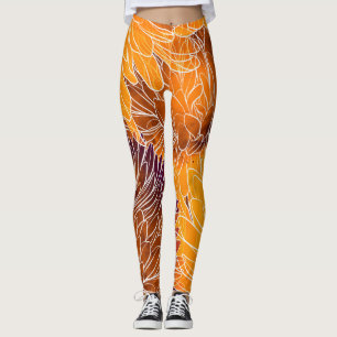 Japanese Chrysanthemum: Watercolor Seamless Patter Leggings