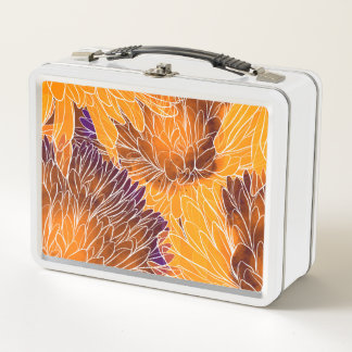 Japanese Chrysanthemum: Watercolor Seamless Patter Metal Lunch Box