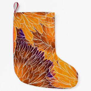 Japanese Chrysanthemum: Watercolor Seamless Patter Small Christmas Stocking