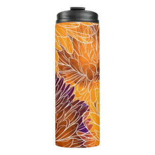 Japanese Chrysanthemum: Watercolor Seamless Patter Thermal Tumbler
