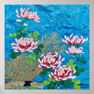 Japanese Chrysanthemums After Van Gogh Poster