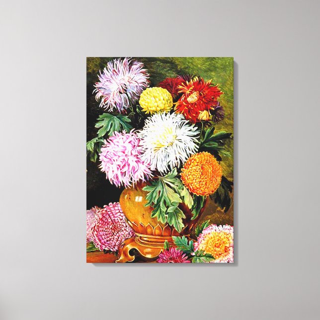 Japanese Chrysanthemums, fine art painting Canvas Print (Front)