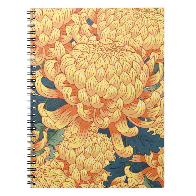 Japanese chrysanthemums: yellow floral pattern. notebook (Front)