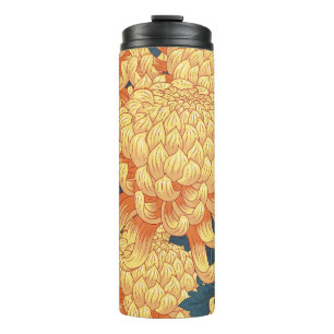 Japanese chrysanthemums: yellow floral pattern. thermal tumbler