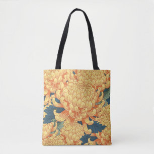 Japanese chrysanthemums: yellow floral pattern. tote bag