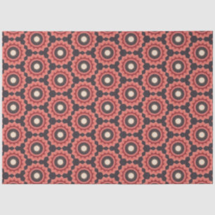 Japanese circular flower design in black and red tissue paper