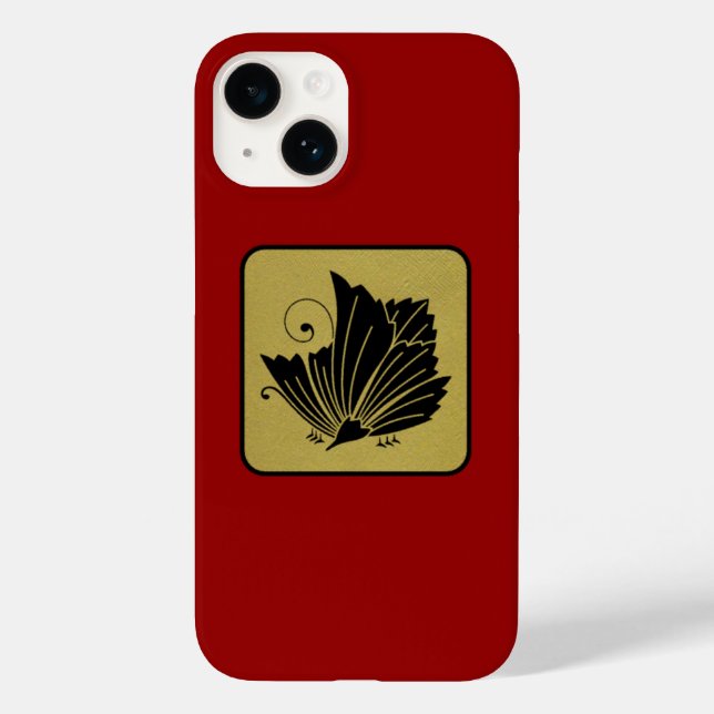 Japanese Clan Kamon Red Laquer and Gold Butterfly Case-Mate iPhone Case (Back)